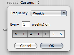iCal pengaturan pengulangan