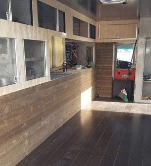 Interior wood paneling details