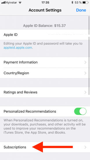iTunes obunalari ro‘yxati