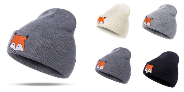 Fox Embroidered Beanie