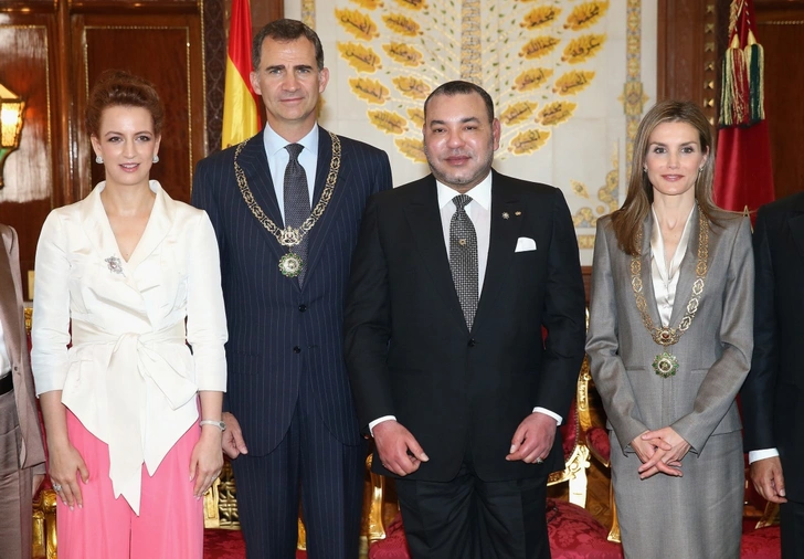 Princess actively involved in public life (pictured with King Felipe VI of Spain, King Mohammed VI of Morocco, and Queen Letizia)