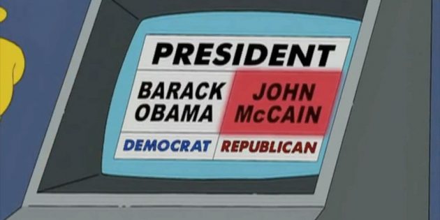 Voting machine glitch in The Simpsons