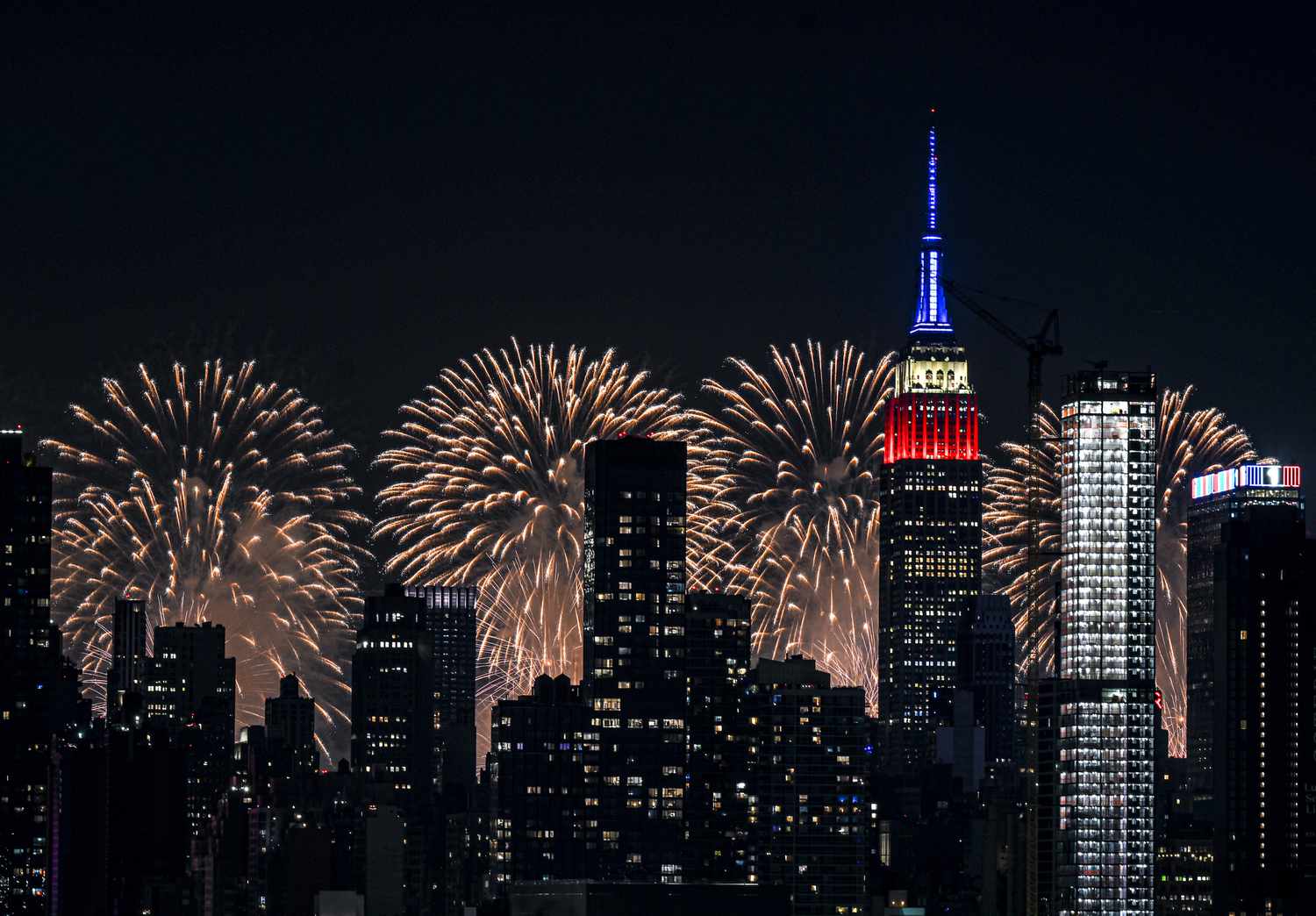 Fireworks near Empire State Building, NYC
