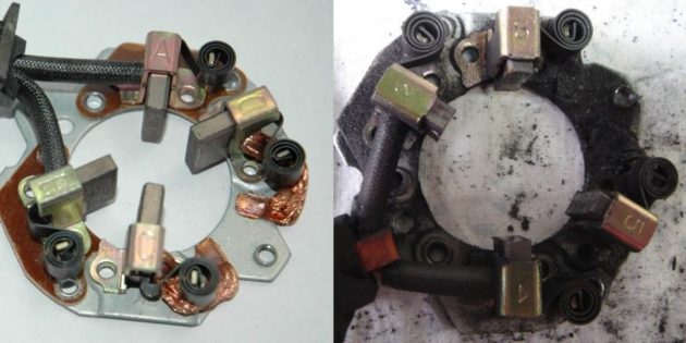 Износ щёточного узла стартера