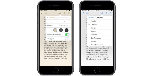 Настройки оформления iBooks на iPhone и iPad