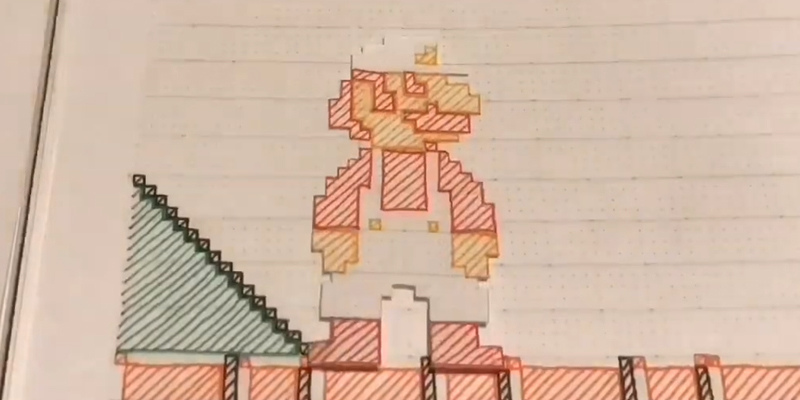 Увлекательное путешествие бумажного Марио на страницах тетради