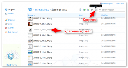 Восстановление файлов через веб-интерфейс Восстановление файлов через веб-интерфейс