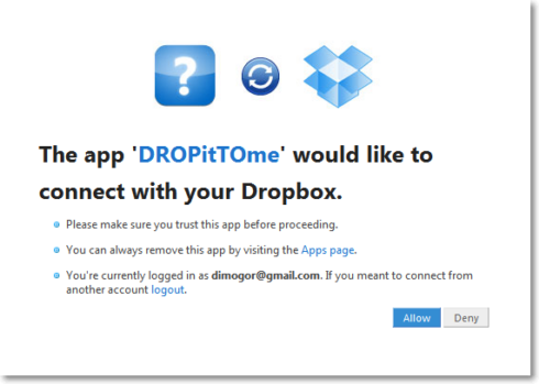 Удобная загрузка файлов в ваш Dropbox через DropItToMe