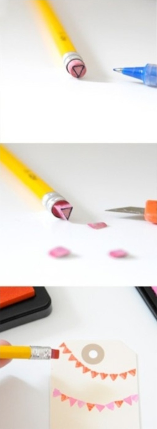 Creative Handmade Stamps: Transform Pencils with Rubber Bands into Unique Art Tools