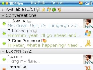 Список контактов в JiveTalk