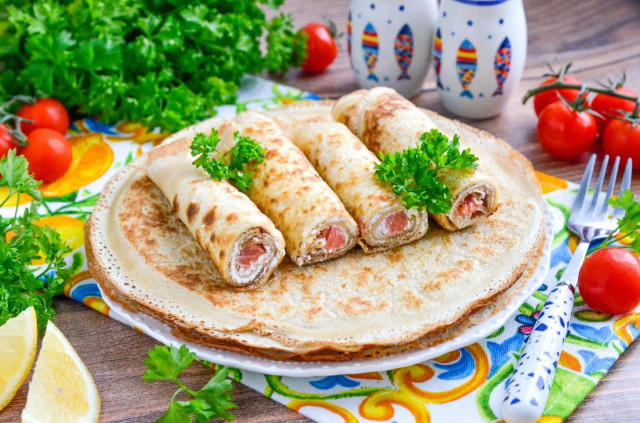Изысканный рецепт блинов с красной рыбой и творожным сыром
