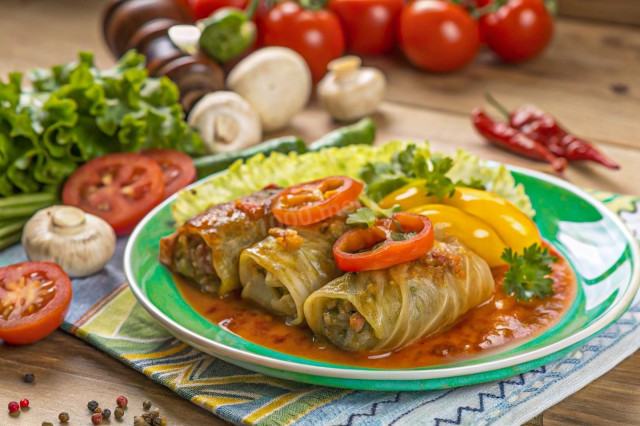 Delicious Stuffed Cabbage Rolls with Mushrooms and Rice