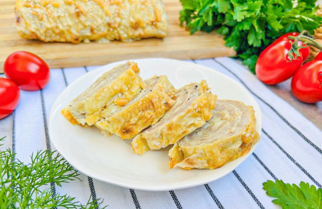 Delicious Oven-Baked Lavash Roll with Savory Meat Filling