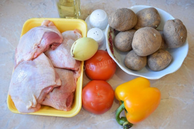 Подготовка курицы и овощей