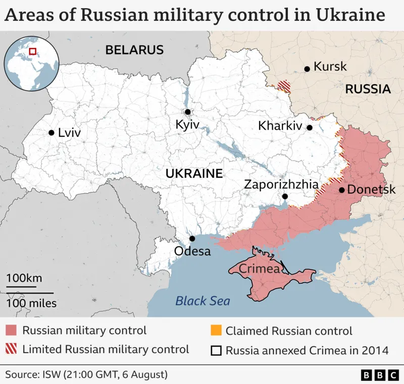 Map shows Russian control of Ukraine