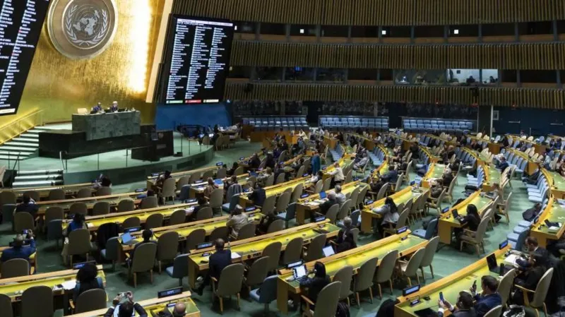 EPA A view of the General Assembly hall during a vote