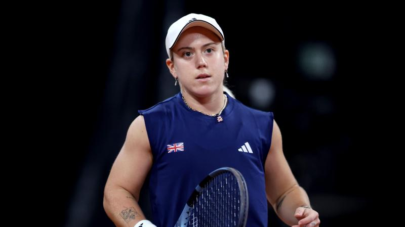 Sonay Kartal playing for Great Britain in the Billie Jean King Cup qualifiers in 2025