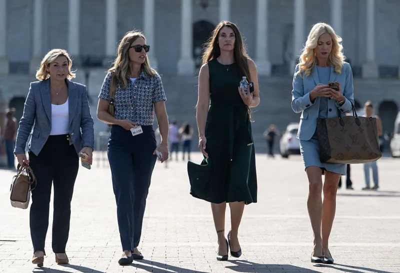 AFP via Getty Images Teresa Helm and other victims speaking to the House Oversight Committee