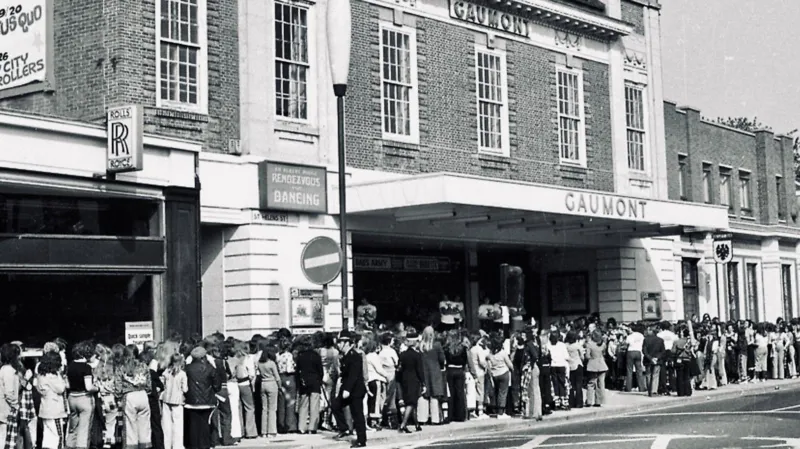 Outside view of the Regent Theatre with Gaumont signage