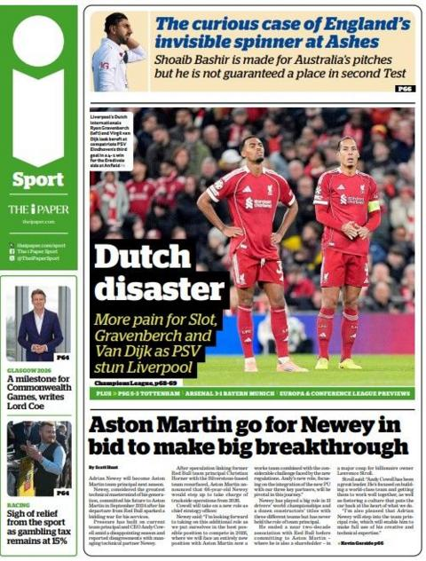 The back page of The i Paper