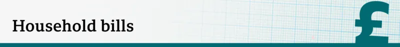 Green banner that says household bills