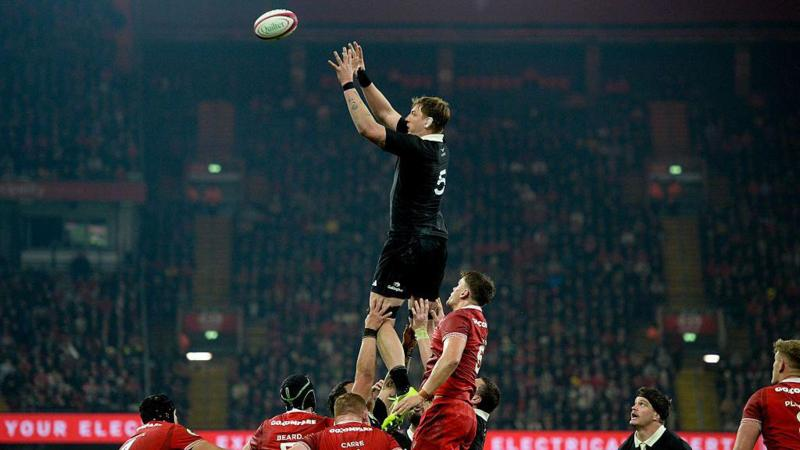 Fabian Holland catches the ball from a line-out