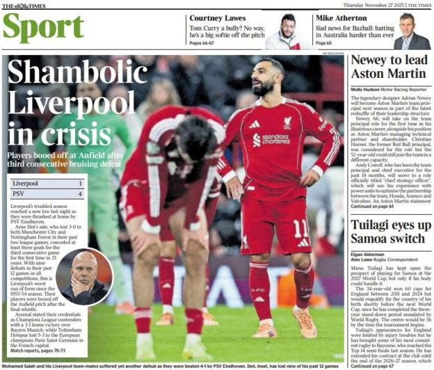The back page of The Times