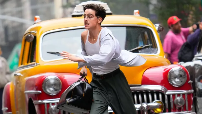 Getty Images Timothee Chalamet on the set of Marty Supreme