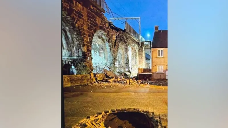 A photo showing damage to a bridge