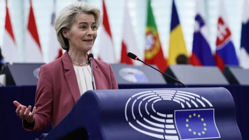 EPA European Commission President Ursula von der Leyen speaks during a debate on 'Preparation of the European Council meeting of 18-19 December